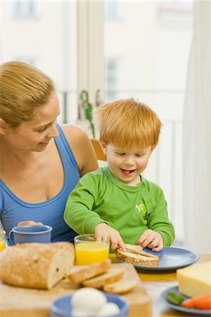Mother and son having breakfast, Sweden. Stock Photo - Premium Royalty-Free, Code: 6102-03905267