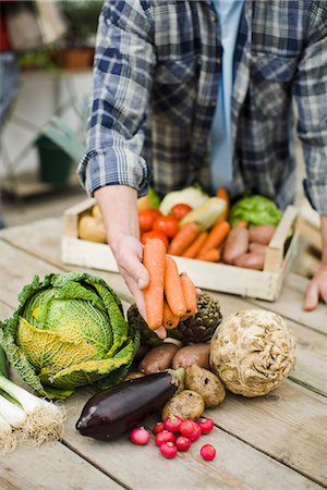 simsearch:6102-03905363,k - Farmer showing vegetables. Stock Photo - Premium Royalty-Free, Code: 6102-03905331