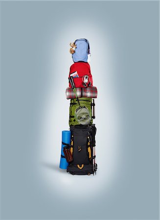 Stack of hiking gear Stock Photo - Premium Royalty-Free, Code: 6102-05802693
