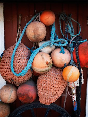 simsearch:6118-08910522,k - Close up of fishing buoys and ropes Stock Photo - Premium Royalty-Free, Code: 6102-05802630