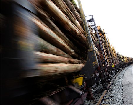 freight train - Train carrying timber Foto de stock - Sin royalties Premium, Código: 6102-06336509