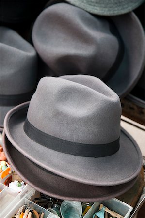 pic of market in spain - Fedora hats for sale at market Stock Photo - Premium Royalty-Free, Code: 6102-06336891