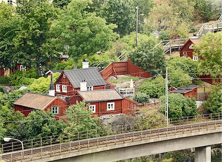 simsearch:6102-06336573,k - Small houses in Stockholm Stock Photo - Premium Royalty-Free, Code: 6102-06336825