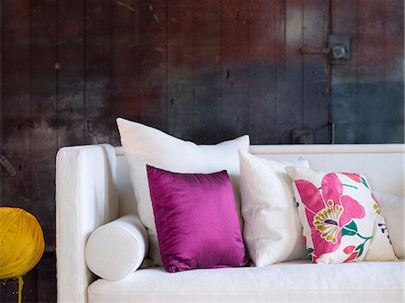 room interior multi colors - Close up of cushion on sofa Stock Photo - Premium Royalty-Free, Code: 6102-06336908
