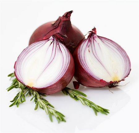 fruits and vegetables white background - Rosemary and onion. Photographie de stock - Premium Libres de Droits, Code: 6102-06470459