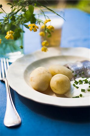 ranunculus sp - A plate of herring, Sweden. Stock Photo - Premium Royalty-Free, Code: 6102-06470746