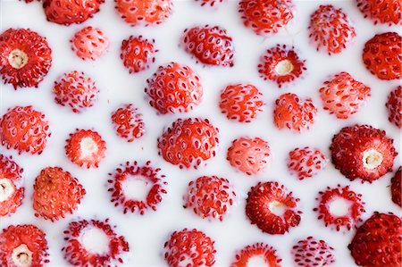 fruit and vegetable - Wild strawberries in milk, Sweden. Stock Photo - Premium Royalty-Free, Code: 6102-06470774