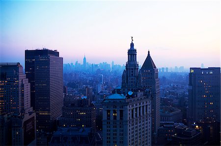 sunrise nyc - Manhattan skyscrapers, Municipal Building Photographie de stock - Premium Libres de Droits, Code: 6102-06470820