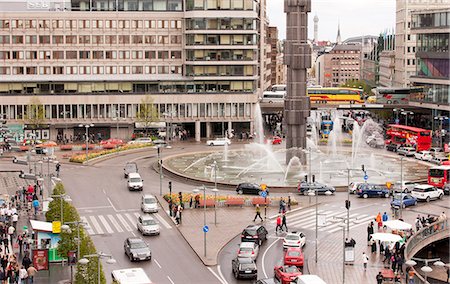 people from above view - High angle view of Stockholm traffic Stock Photo - Premium Royalty-Free, Code: 6102-06471153