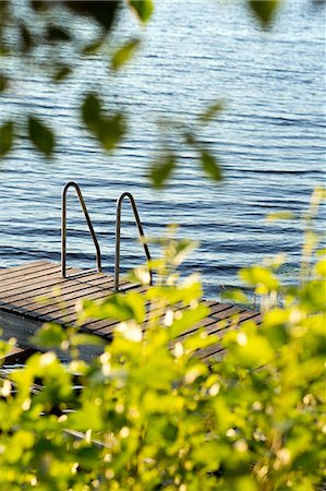 summer idyllic not person - Lake and jetty Stock Photo - Premium Royalty-Free, Code: 6102-06777637