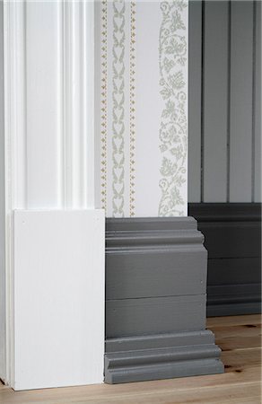 residencial - Detail of grey wallpaper at home Foto de stock - Sin royalties Premium, Código: 6102-06965673