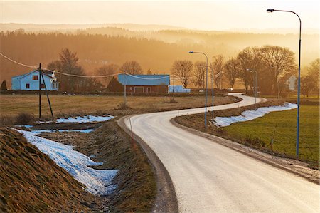 simsearch:6102-08000483,k - Country road at dawn, Vastergotland, Sweden Stock Photo - Premium Royalty-Free, Code: 6102-07602972