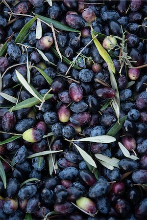 simsearch:649-06717144,k - Olives, high angle view Photographie de stock - Premium Libres de Droits, Code: 6102-07843487