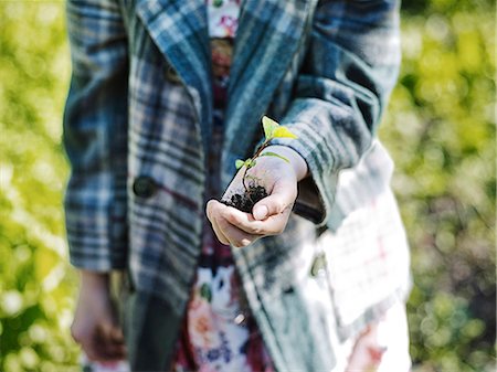 earth with sprout - A girl holding a small plant Stock Photo - Premium Royalty-Free, Code: 6102-08001200