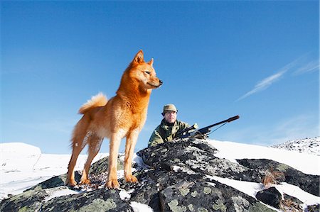 simsearch:6102-08271409,k - Hunter with dog Stockbilder - Premium RF Lizenzfrei, Bildnummer: 6102-08168851