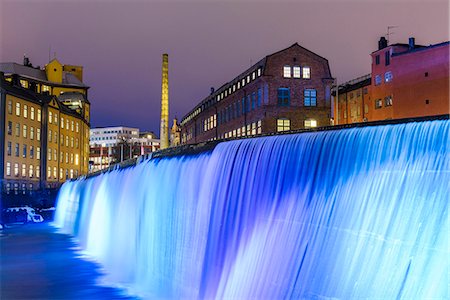 dam water - Illuminated Cotton Mill Waterfall Stock Photo - Premium Royalty-Free, Code: 6102-08120217