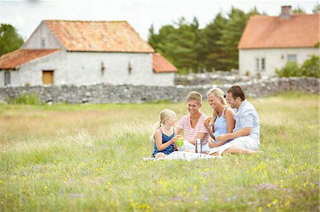 simsearch:6102-08329857,k - Family having picnic on meadow Stock Photo - Premium Royalty-Free, Code: 6102-08329841