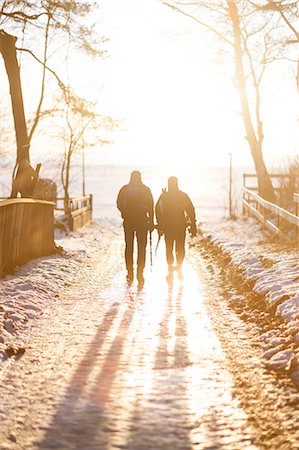 simsearch:6102-07602475,k - Silhouettes of people walking at winter Photographie de stock - Premium Libres de Droits, Code: 6102-08481012