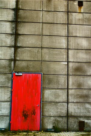 dirty building - Red door on a red wall, Denmark. Stock Photo - Premium Royalty-Free, Code: 6102-08559591