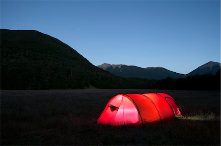 starry sky - Illuminated red tent Stock Photo - Premium Royalty-Free, Code: 6102-08566752