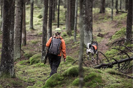 simsearch:6102-08184090,k - Hunter with dog in forest Stockbilder - Premium RF Lizenzfrei, Bildnummer: 6102-08641961