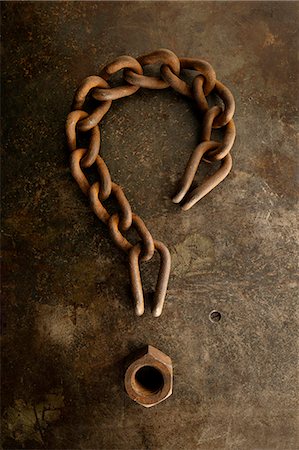 Rusty chain in shape of question mark Photographie de stock - Premium Libres de Droits, Code: 6102-08642123