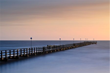 simsearch:6102-08748869,k - Jetty at Skrea beach at twilight. Stock Photo - Premium Royalty-Free, Code: 6102-08760380