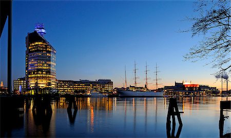 simsearch:6102-08994822,k - Tall ship moored at dusk Stock Photo - Premium Royalty-Free, Code: 6102-08761526