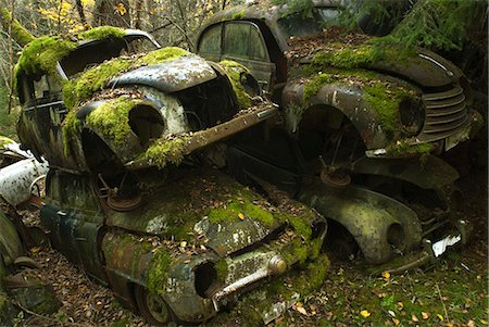 simsearch:6102-08559110,k - Old cars in the forest, Varmland, Sweden. Foto de stock - Sin royalties Premium, Código: 6102-08768753