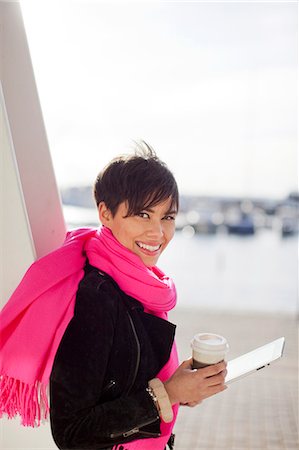 pov coffee cup - Portrait of smiling woman Stock Photo - Premium Royalty-Free, Code: 6102-08881660