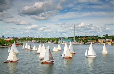 stockholm grona lund - Sailing boats on sea Stock Photo - Premium Royalty-Free, Code: 6102-08885430