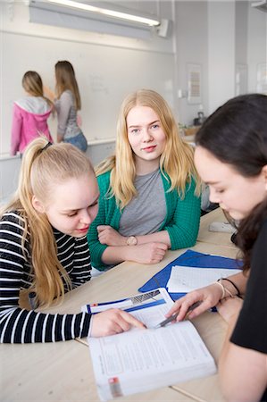 simsearch:6102-08951254,k - Teenage girls learning in classroom Stock Photo - Premium Royalty-Free, Code: 6102-08951240