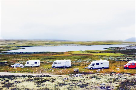 rondane national park - Trailer homes parked near lake Stock Photo - Premium Royalty-Free, Code: 6102-08951725