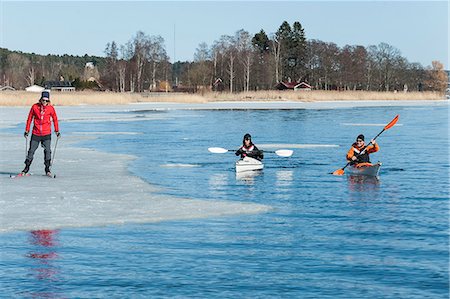 spring skiing - People kayaking and skiing Stock Photo - Premium Royalty-Free, Code: 6102-08951964