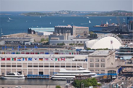 Buildings at a harbor, Boston Harbor, Boston, Massachusetts, USA Stock Photo - Premium Royalty-Free, Code: 6105-05395953