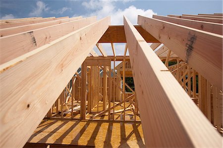 roof beam - Low angle view of roof rafters of a house Stock Photo - Premium Royalty-Free, Code: 6105-05396023