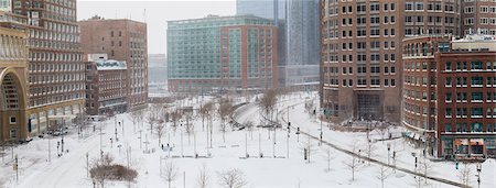 City view during blizzard in Boston, Suffolk County, Massachusetts, USA Foto de stock - Sin royalties Premium, Código: 6105-07521313