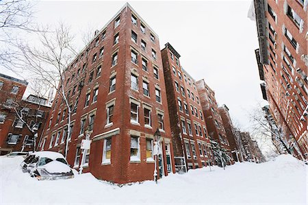 simsearch:6105-07521338,k - Buildings in a city after blizzard in Boston, Suffolk County, Massachusetts, USA Foto de stock - Sin royalties Premium, Código: 6105-07521330