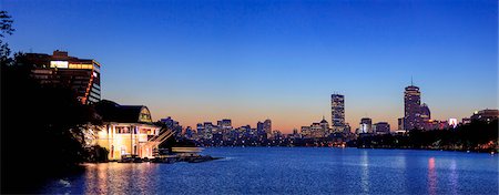 Skyline at sunrise on Charles River, Boston, Massachusetts, USA Stockbilder - Premium RF Lizenzfrei, Bildnummer: 6105-07744403
