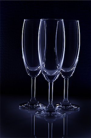 stemware - Close-up of three empty wine glasses Stock Photo - Premium Royalty-Free, Code: 6107-06117550