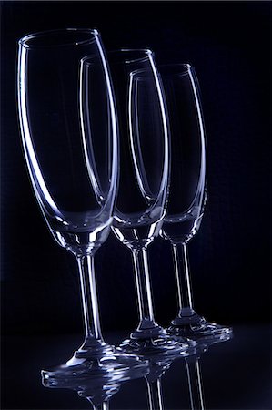 stemware - Close-up of three empty wine glasses Stock Photo - Premium Royalty-Free, Code: 6107-06117552