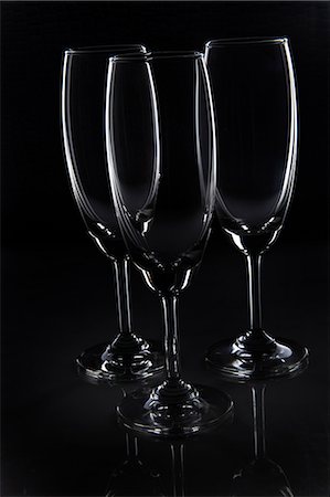 Close-up of three empty wine glasses Stock Photo - Premium Royalty-Free, Code: 6107-06117570