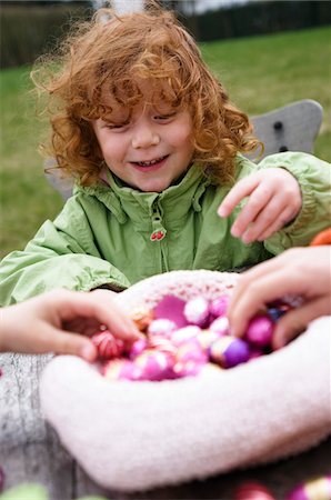 easter chocolate - Children with Easter eggs Stock Photo - Premium Royalty-Free, Code: 6108-05856087