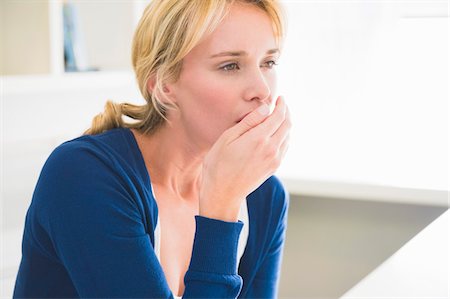 female coughing - Close-up of a woman coughing Stock Photo - Premium Royalty-Free, Code: 6108-05864291