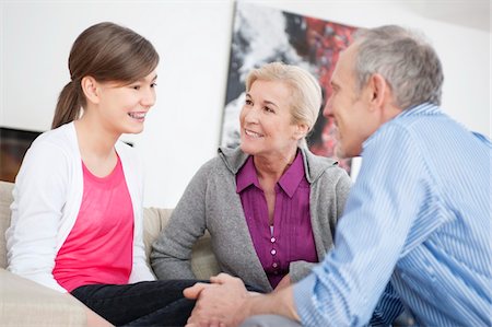 simsearch:6108-05867579,k - Girl sitting with her grandparents Stock Photo - Premium Royalty-Free, Code: 6108-05867588