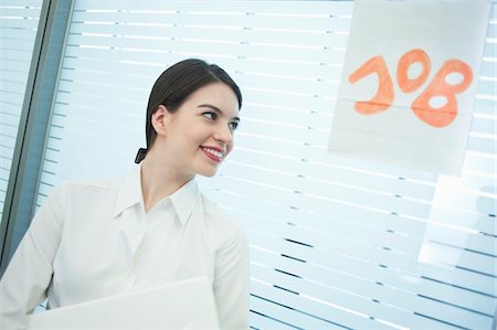 recruit - Female candidate waiting outside a cabin for a job interview Stock Photo - Premium Royalty-Free, Code: 6108-05868089