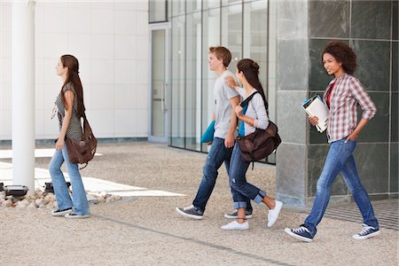 students college outside - University students walking in a campus Stock Photo - Premium Royalty-Free, Code: 6108-05871328