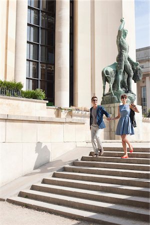 simsearch:6108-05873127,k - Couple moving down steps of a museum, Musee de l'Homme, Paris, Ile-de-France, France Stock Photo - Premium Royalty-Free, Code: 6108-05873141