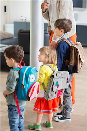 people with backpack - Children ready for school Stock Photo - Premium Royalty-Free, Code: 6108-06166807