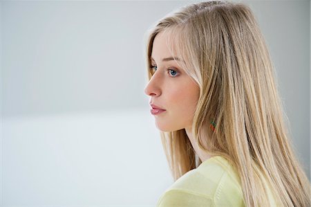 silhouette young women - Woman looking serious Stock Photo - Premium Royalty-Free, Code: 6108-06168383